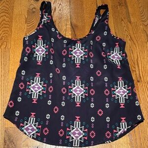 B Jewel navy and neon geometric pattern tank zipper back size small